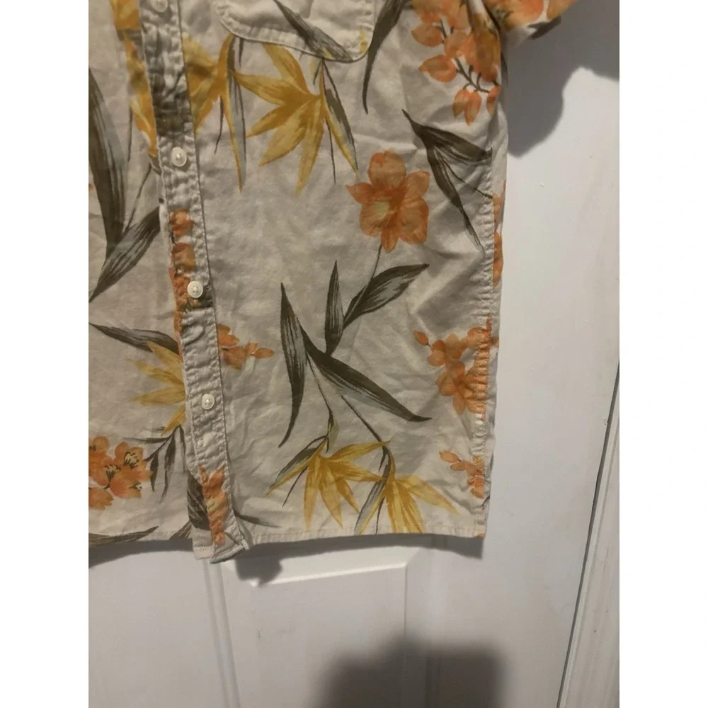 American Eagle Shirt Hawaiian‎ Men's Tropical Button Up Med Yellow Orange